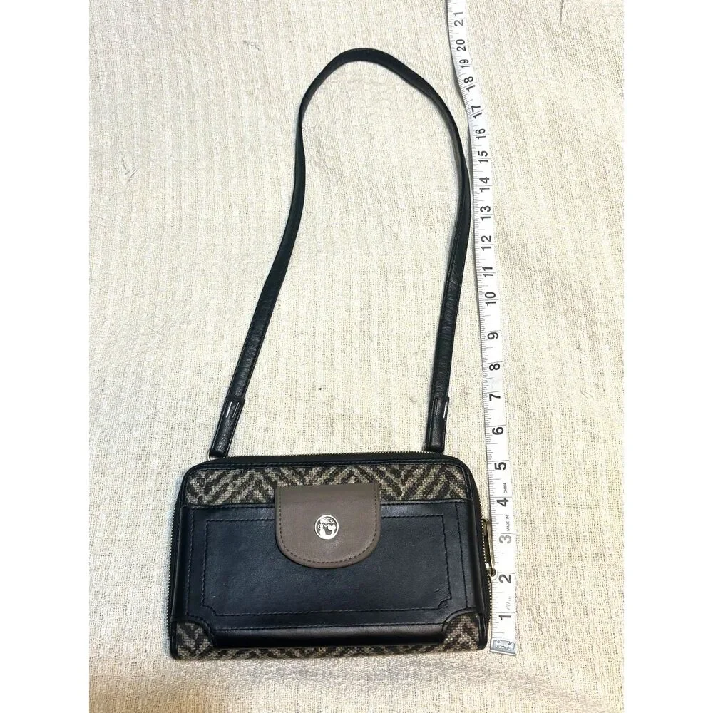 Spartina 449 Black Brown Woven Wallet Clutch Phone Purse Organizer Bag